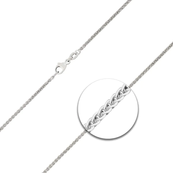 Goldkette als Zopfkette in Weißgold 750 / 18K, 80 cm lang, 1,7 mm breit, Gewicht ca. 11.4 g.
