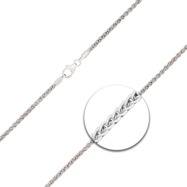 Goldkette als Zopfkette in Weißgold 585 / 14K, 36 cm lang, 2,1 mm breit, Gewicht ca. 6.7 g.