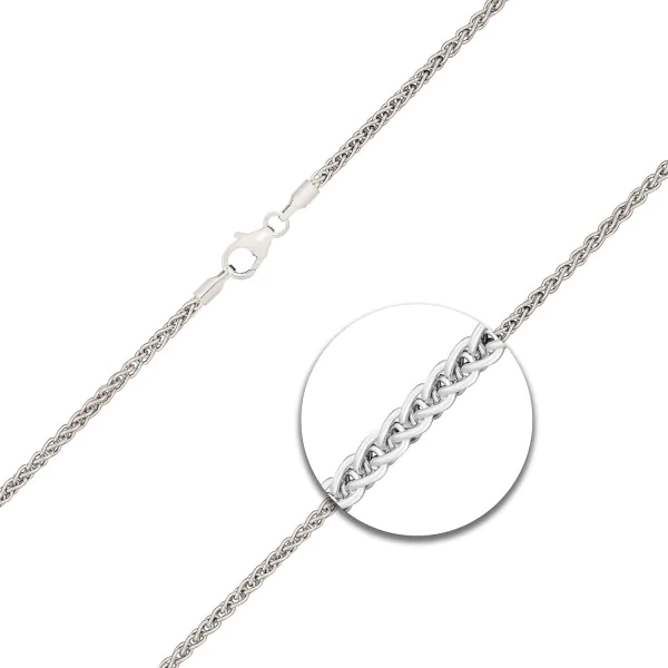 Goldkette als Zopfkette in Weißgold 585 / 14K, 70 cm lang, 2,1 mm breit, Gewicht ca. 13.1 g.