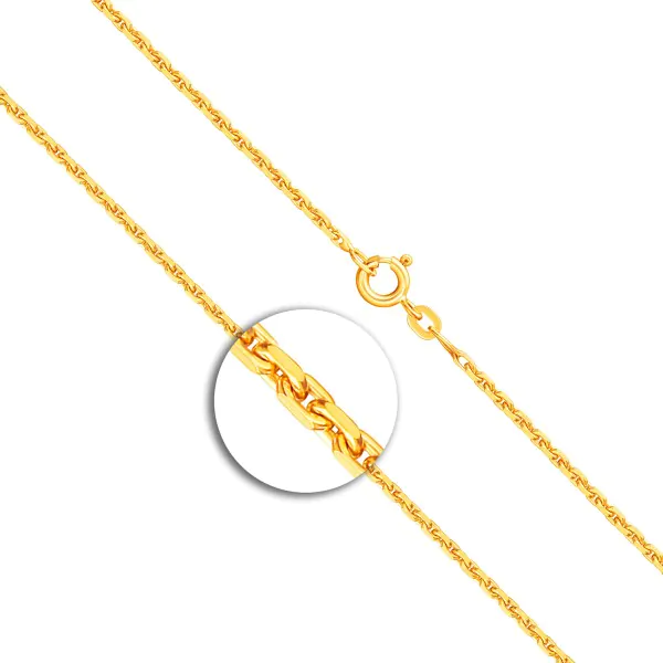 Goldkette als Ankerkette stirnseitig diamantiert in Gelbgold 333 / 8K, 45 cm lang, 1,6 mm breit, Gewicht ca. 5 g.