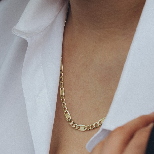 Goldkette als Fantasiekette hohl in Gelbgold 333 / 8K, 50 cm lang, 5,2 mm breit, Gewicht ca. 9.7 g.