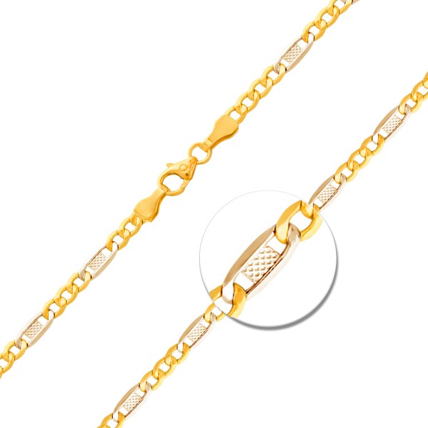Armband als Fantasiekette Bicolor in Gelbgold / Weißgold 333 / 8K, 21 cm lang, 5,2 mm breit, Gewicht ca. 4.4 g.