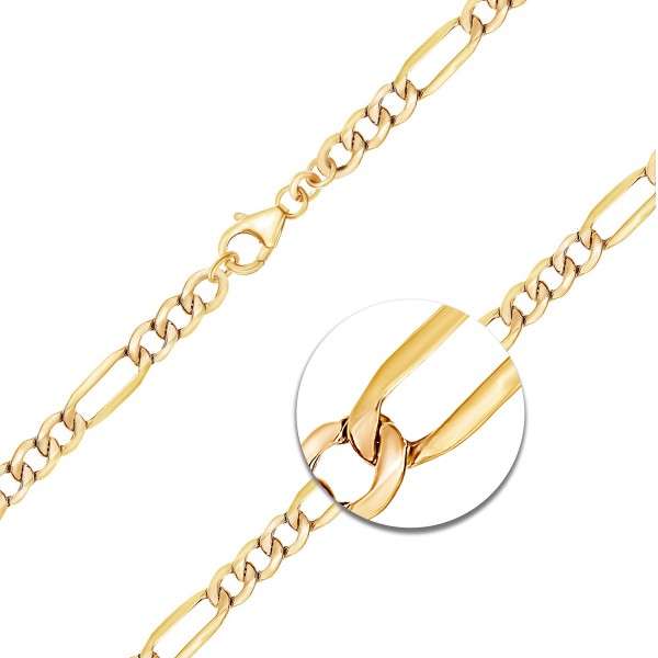 Goldkette als Figarokette hohl in Gelbgold 333 / 8K, 50 cm lang, 4,1 mm breit, Gewicht ca. 4.8 g.