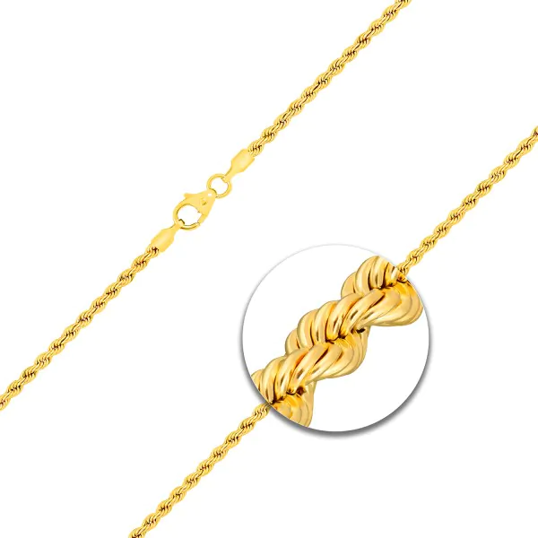 Armband als Kordelkette hohl in Gelbgold 585 / 14K, 18,5 cm lang, 2,1 mm breit, Gewicht ca. 1.4 g.