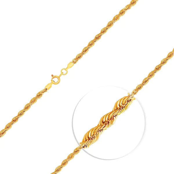 Armband als Kordelkette hohl Leichtversion in Gelbgold 333 / 8K, 18,5 cm lang, 3,3 mm breit, Gewicht ca. 2.1 g.