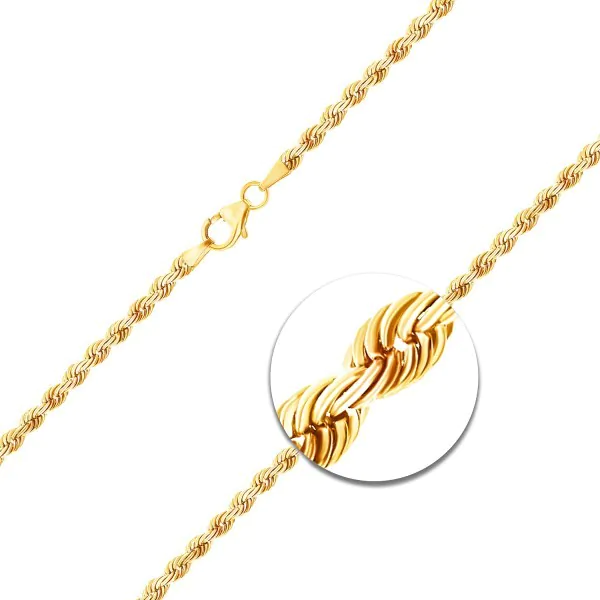 Armband als Kordelkette hohl in Gelbgold 585 / 14K, 18,5 cm lang, 3,3 mm breit, Gewicht ca. 3.3 g.