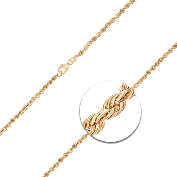 Goldkette als Kordelkette hohl in Gelbgold 585 / 14K, 38 cm lang, 3,3 mm breit, Gewicht ca. 6.2 g.
