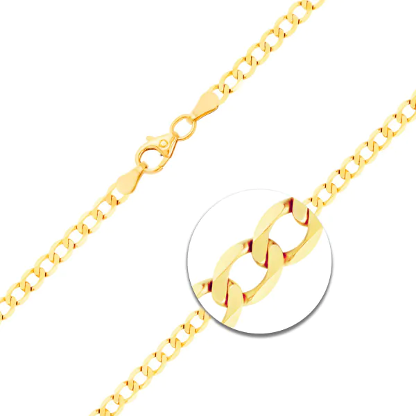 Goldkette als Panzerkette weit in Gelbgold 333 / 8 Karat, 65 cm lang, 3.3 mm breit, Gewicht ca. 7.1