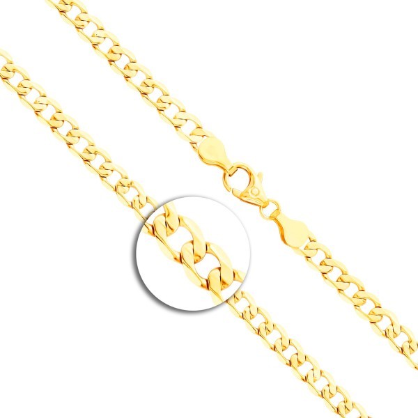 Goldkette als Panzerkette facettiert in Gelbgold 333 / 8K, 42 cm lang, 5 mm breit, Gewicht ca. 9.4 g.