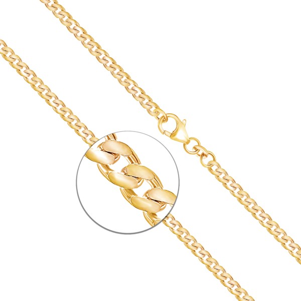 Armband als Panzerkette flach in Gelbgold 333 / 8K, 25 cm lang, 3,4 mm breit, Gewicht ca. 6.2 g.