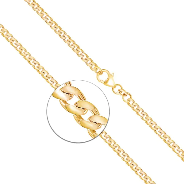 Goldkette als Panzerkette flach in Gelbgold 585 / 14K, 60 cm lang, 3,4 mm breit, Gewicht ca. 16.7 g.