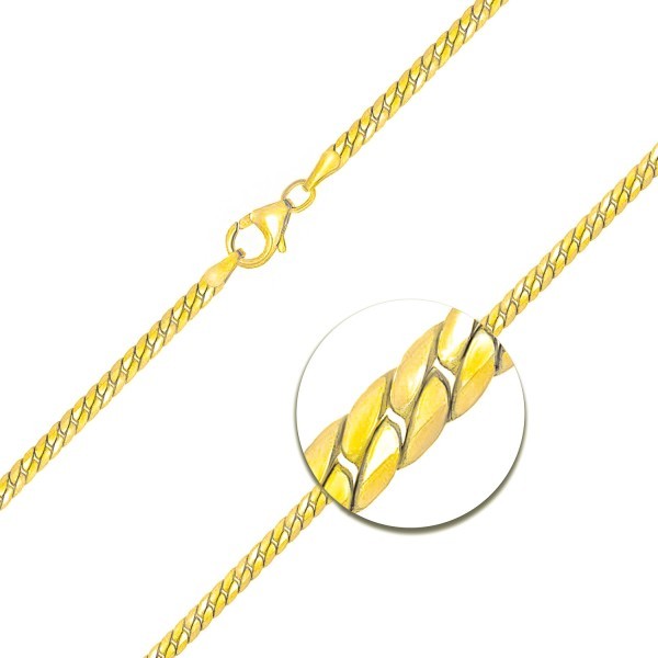 Armband als Panzerkette weit in Gelbgold 585 / 14K, 21 cm lang, 3,6 mm breit, Gewicht ca. 7.8 g.