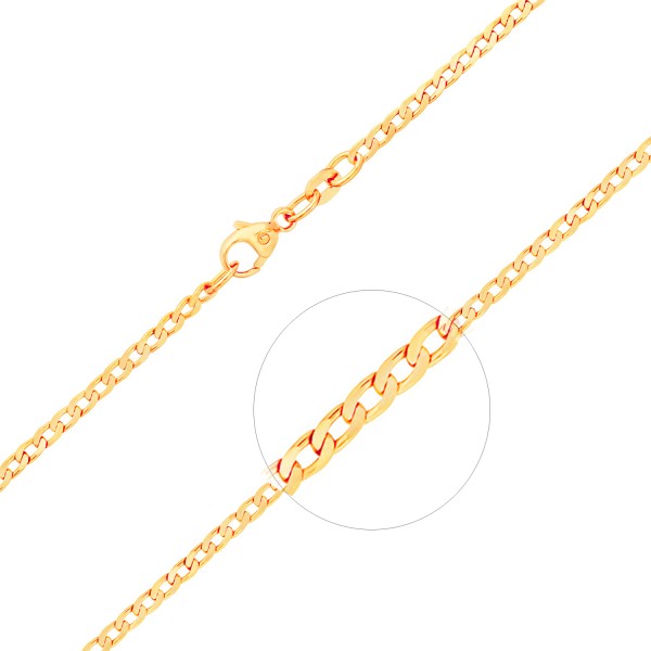 Armband als Panzerkette weit in Gelbgold 333 / 8K, 18,5 cm lang, 2,1 mm breit, Gewicht ca. 1.8 g.