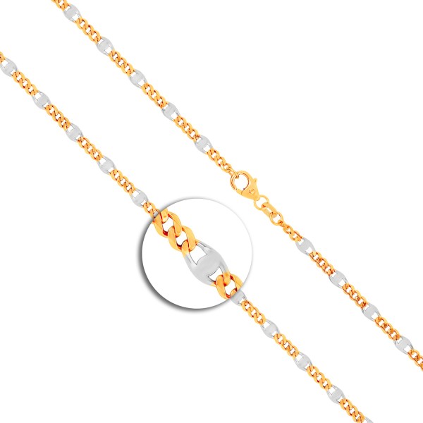 Armband als Panzerstegkette in Bicolor Gelbgold / Weißgold 333 / 8K, 21 cm lang, 3,1 mm breit, Gewicht ca. 2.2 g.