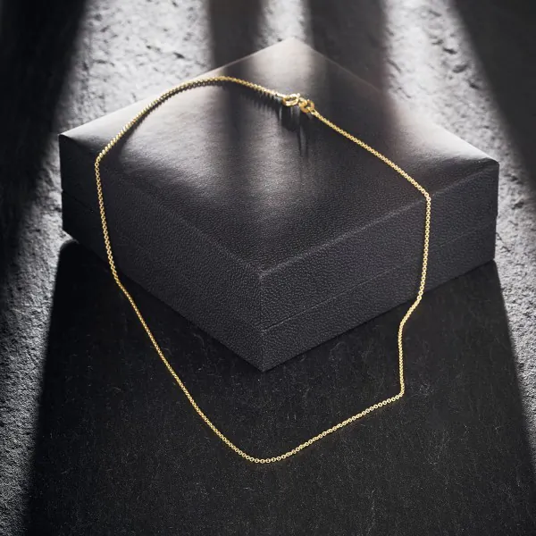 Goldkette als Ankerkette rund in Gelbgold 585 / 14K, 60 cm lang, 1,1 mm breit, Gewicht ca. 2.4 g.
