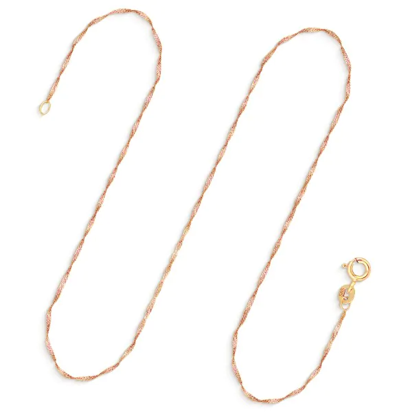 Goldkette als Singapurkette in Gelbgold 585 / 14K, 34 cm lang, 1 mm Breit, Gewicht ca. 0.6 g.