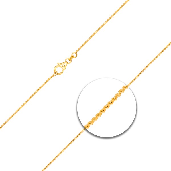 Goldkette als Ankerkette flach in Gelbgold 375 / 9K, 45 cm lang, 1.2 mm breit, Gewicht ca. 1.8 g.