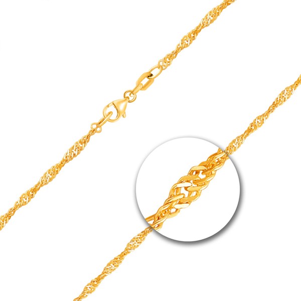 Goldkette als Singapurkette in Gelbgold 750 / 18K, 50 cm lang, 1.8 mm breit, Gewicht ca. 3.9 g.