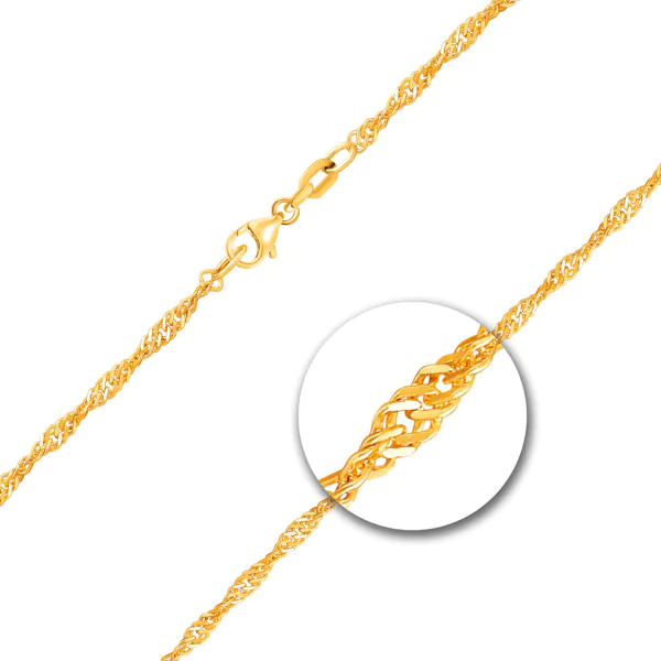 Goldkette als Singapurkette in Gelbgold 585 / 14 Karat, 50 cm lang, 1.8 mm breit, Gewicht ca. 3,1 g.
