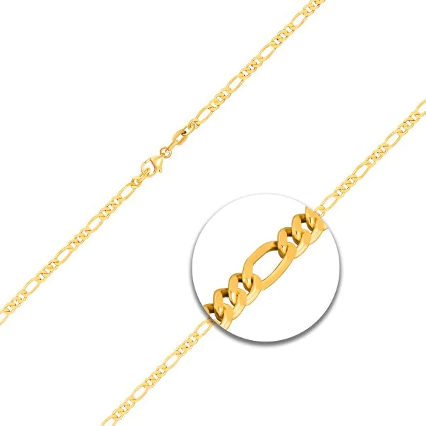 Goldkette als Figarokette diamantiert in Gelbgold 375 / 9K, 85 cm lang, 2,2 mm breit, Gewicht ca. 7.8 g.