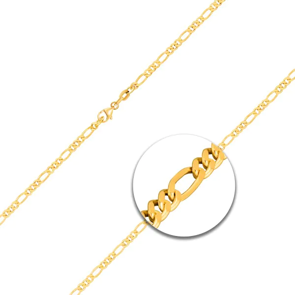 Goldkette als Figarokette diamantiert in Gelbgold 375 / 9K, 55 cm lang, 2.2 mm breit, Gewicht ca. 5.1 g.