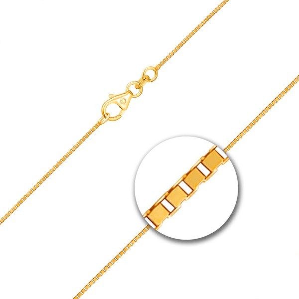 Goldkette als Venezianerkette in Gelbgold 585 / 14K, 42 cm lang, 0.8 mm breit, Gewicht ca. 2.2 g.