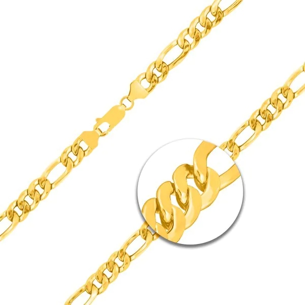 Goldkette als Figarokette hohl in Gelbgold 750 / 18K, 45 cm lang, 5.7 mm breit, Gewicht ca. 13.2 g.