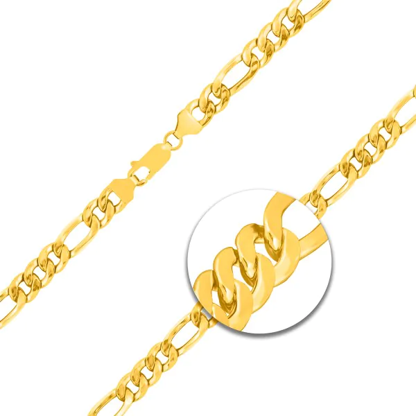 Goldkette als Figarokette hohl in Gelbgold 750 / 18K, 50 cm lang, 5.7 mm breit, Gewicht ca. 14.7 g.
