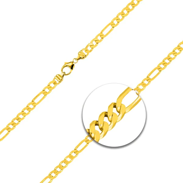 Goldkette als Figarokette diamantiert in Gelbgold 750 / 18K, 42 cm lang, 3,4 mm breit, Gewicht ca. 14.0 g.