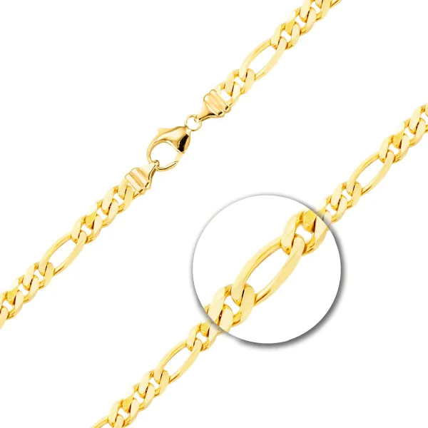 Goldkette als Figarokette diamantiert in Gelbgold 750 / 18K, 55 cm lang, 5,3 mm breit, Gewicht ca. 45.7 g.