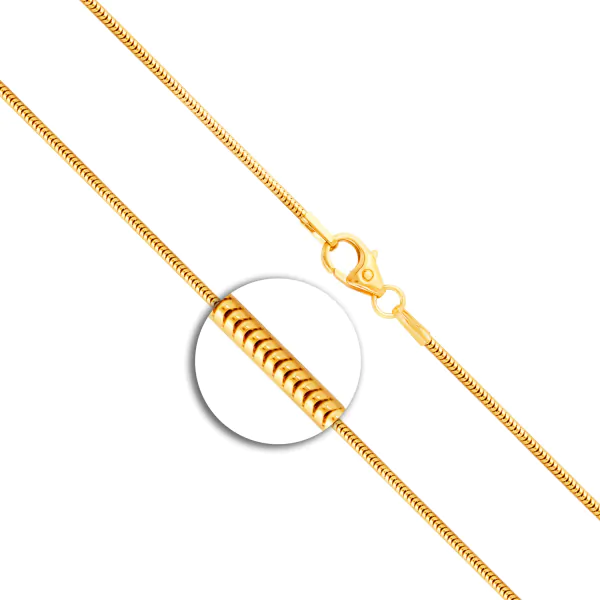 Goldkette als Schlangenkette in Gelbgold 585 / 14K, 80 cm lang, 1,2 mm breit, Gewicht ca. 7.1 g.