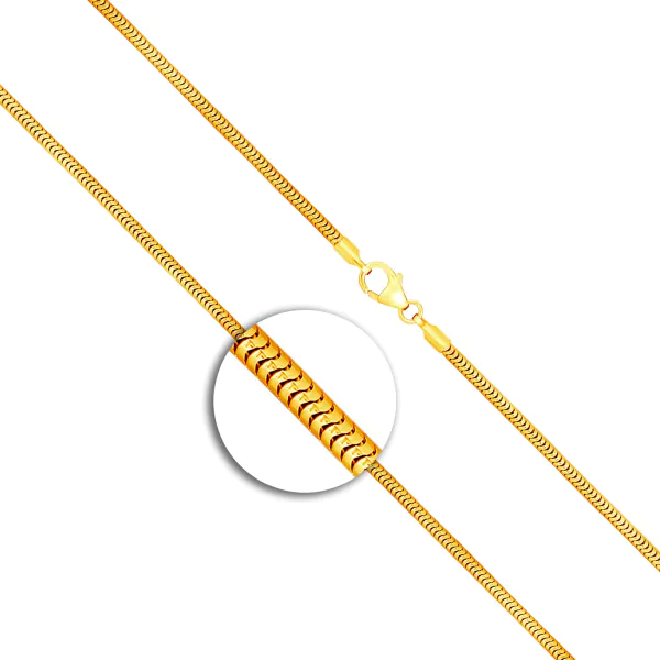 Goldkette als Schlangenkette in Gelbgold 585 / 14K, 34 cm lang, 1,9 mm breit, Gewicht ca. 6.4 g.