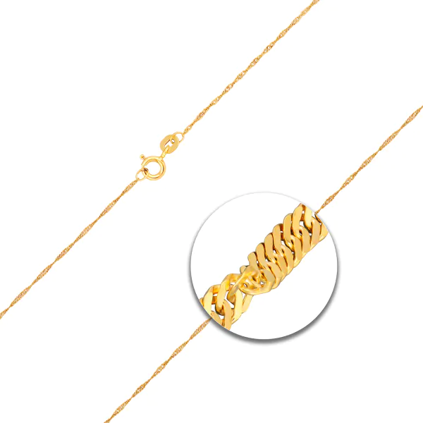 Goldkette als Singapurkette in Gelbgold 750 / 18 Karat, 70 cm lang, 1 mm breit, Gewicht ca. 1,9 g.