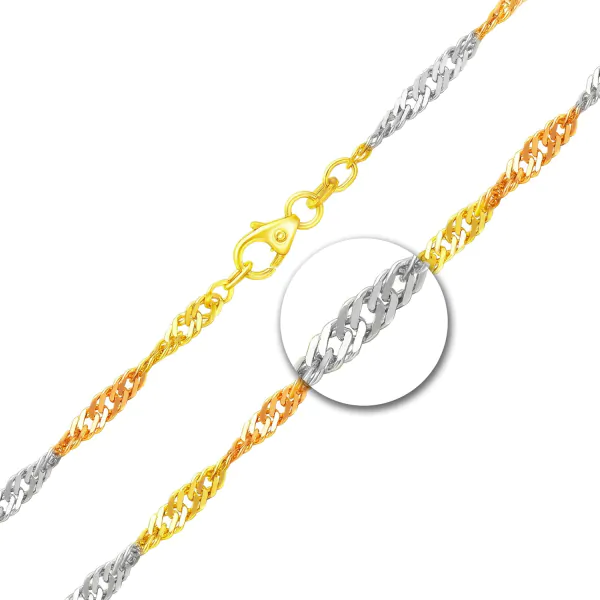 Singapurkette Tricolor Gelbgold / Weißgold / Rotgold