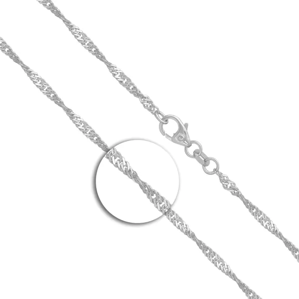 Armband als Singapurkette in Weißgold 585 / 14K, 21 cm lang, 2,2 mm breit, Gewicht ca. 2.2 g.