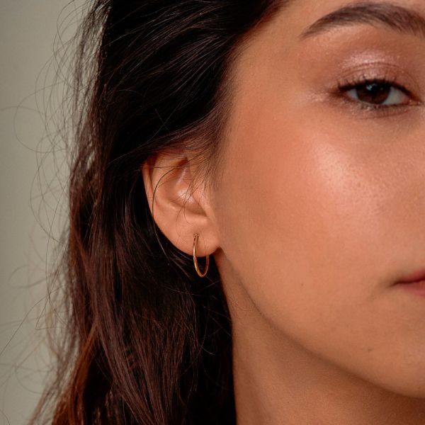 Ohrringe, Creolen, Gelbgold 333 / 8K, Außendurchmesser 20 mm, Breite 1.5 mm, Gewicht ca. 0.6 g