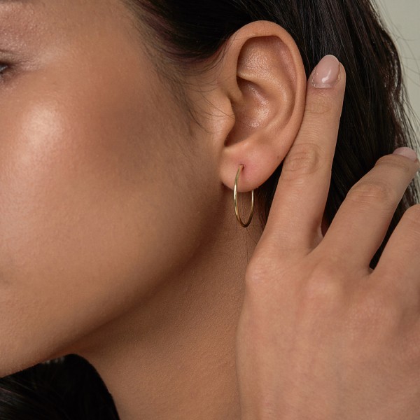 Ohrringe, Creolen, Gelbgold 750 / 18K, Außendurchmesser 25 mm, Breite 1.5 mm, Gewicht ca. 0.9 g