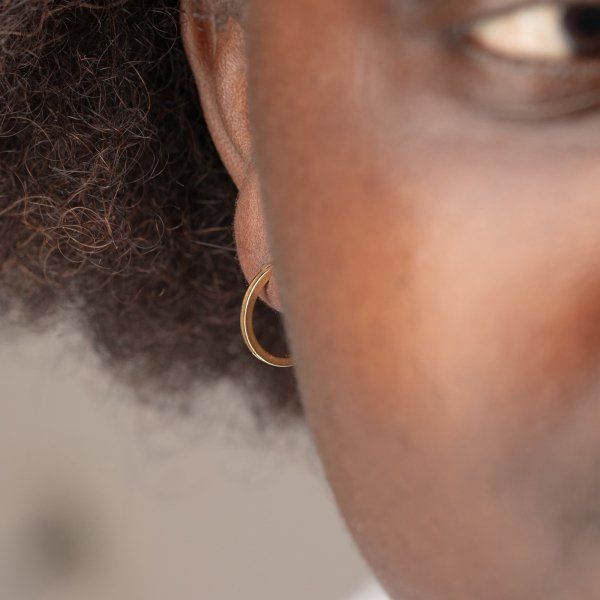 Ohrringe, Creolen, Gelbgold 585 / 14K, Außendurchmesser 16 mm, Breite 1.5 mm, Gewicht ca. 1 g