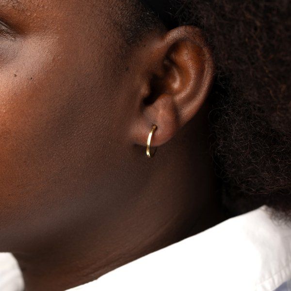 Ohrringe, Creolen, Gelbgold 585 / 14K, Außendurchmesser 16 mm, Breite 1.5 mm, Gewicht ca. 1 g