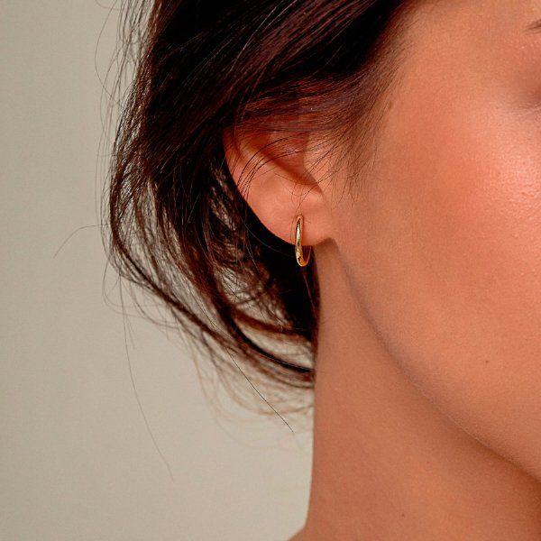 Ohrringe, Creolen, Gelbgold 585 / 14K, Außendurchmesser 15 mm, Breite 2 mm, Gewicht ca. 0.5 g