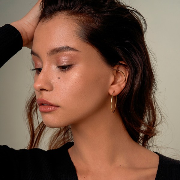 EDELIND Ohrringe, Creolen, Gelbgold 585 / 14K, Außendurchmesser 40 mm, Breite 2 mm, Gewicht ca. 1.6 g