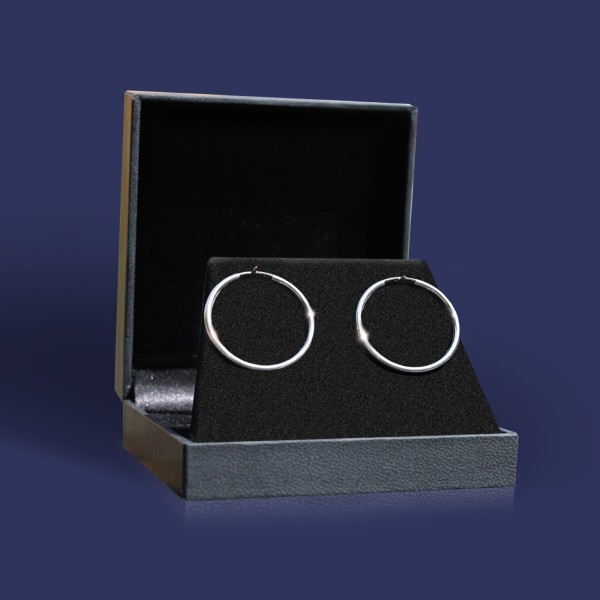 Ohrringe, Creolen, Weißgold 375 / 9K, Außendurchmesser 30 mm, Breite 2 mm, Gewicht ca. 1.0 g