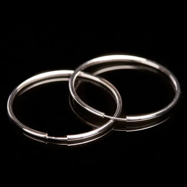 Ohrringe, Creolen, Weißgold 585 / 14K, Außendurchmesser 40 mm, Breite 2 mm, Gewicht ca. 1.7 g