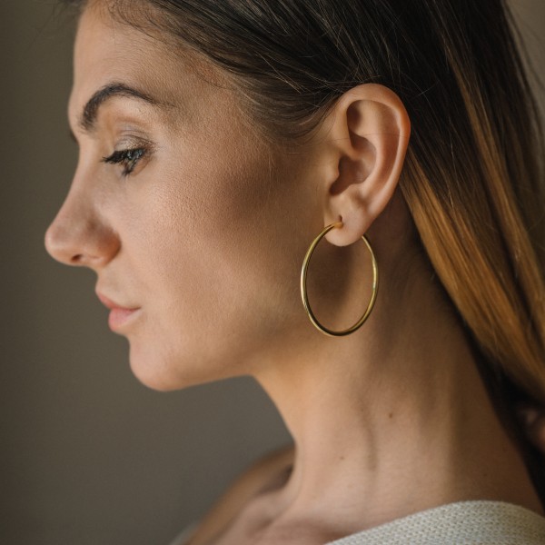 Ohrringe, Creolen, Gelbgold 333 / 8K, Außendurchmesser 50 mm, Breite 2.5 mm, Gewicht ca. 2.5 g