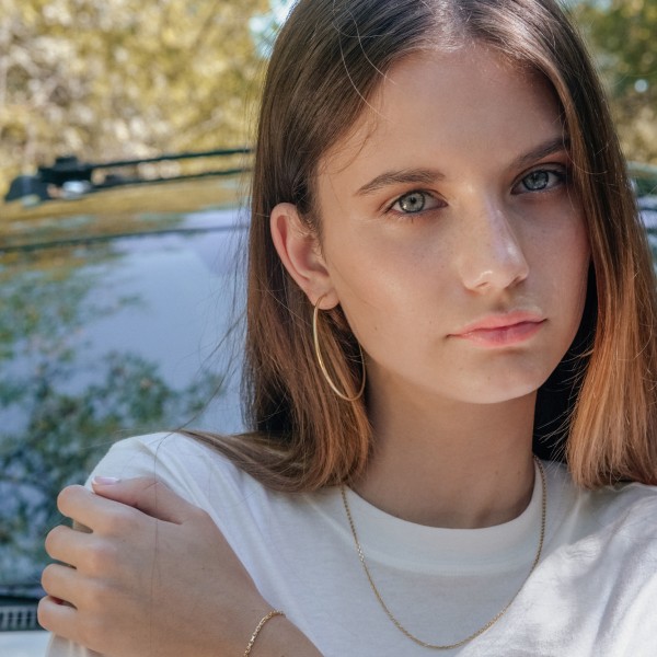 Ohrringe, Creolen, Gelbgold 585 / 14K, Außendurchmesser 60 mm, Breite 2 mm, Gewicht ca. 2.7 g