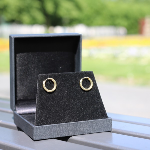 Ohrringe, Creolen, Gelbgold 333 / 8K, Außendurchmesser 15 mm, Breite 2.5 mm, Gewicht ca. 0.7 g