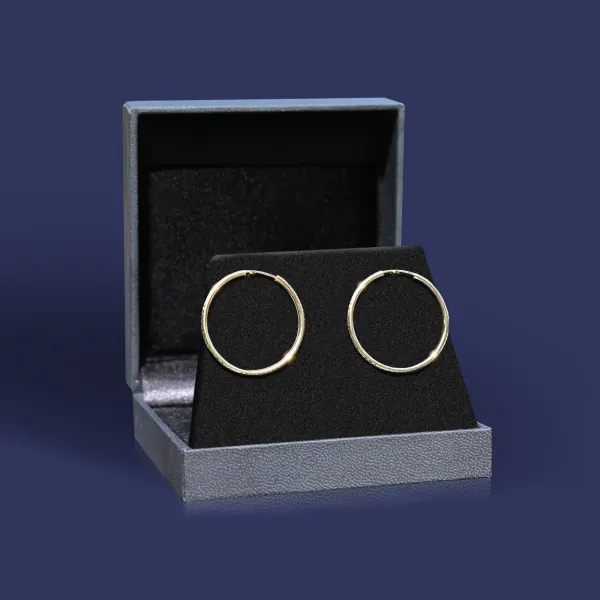 Ohrringe, Creolen, Gelbgold 585 / 14K, Außendurchmesser 20 mm, Breite 2 mm, Gewicht ca. 0.8 g