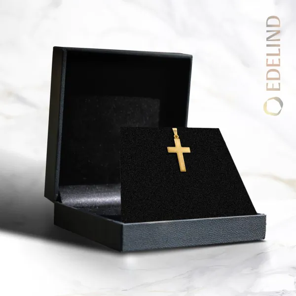 Anhänger Kreuz seidenmatt, Gelbgold 585 / 14K, Höhe 18 mm, Gewicht ca. 0.68 g