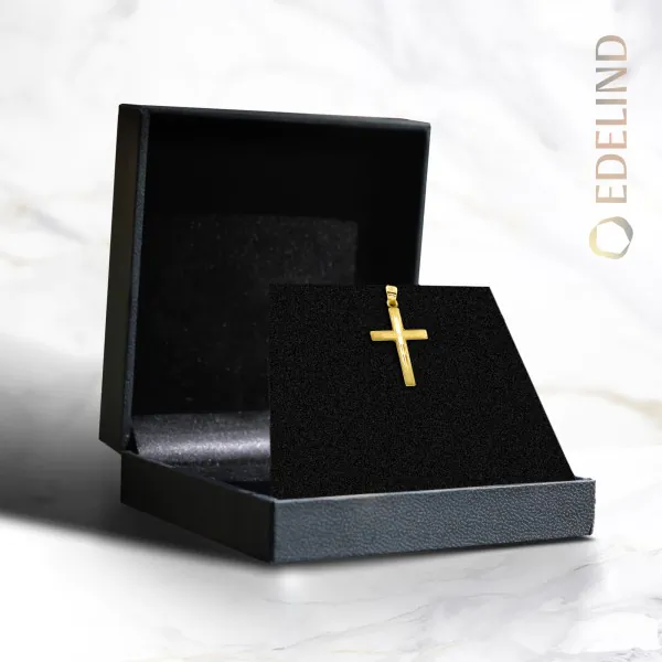 Anhänger Kreuz seidenmatt, Gelbgold 585 / 14K, Höhe 28.5 mm, Breite 14.2 mm, Gewicht ca. 0.71 g