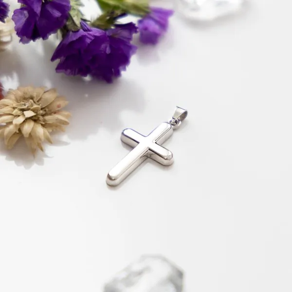 Anhänger Kreuz poliert, Weißgold 585 / 14K, Höhe 21.0 mm, Breite 13.9 mm, Gewicht ca. 0.99 g